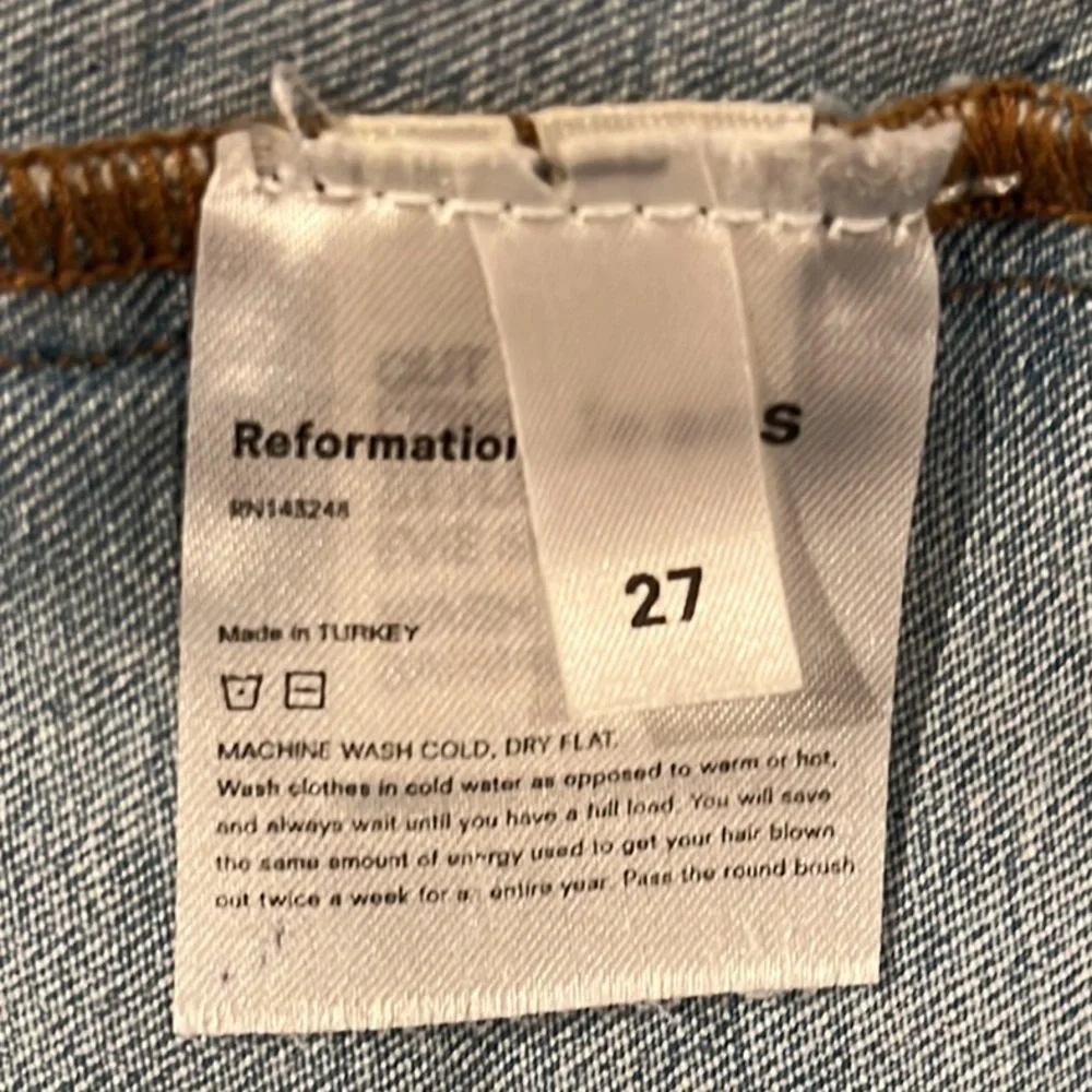 Reformation Jeans Denim Mini Evie Skirt Barbados Medium Wash Women’s Size 27